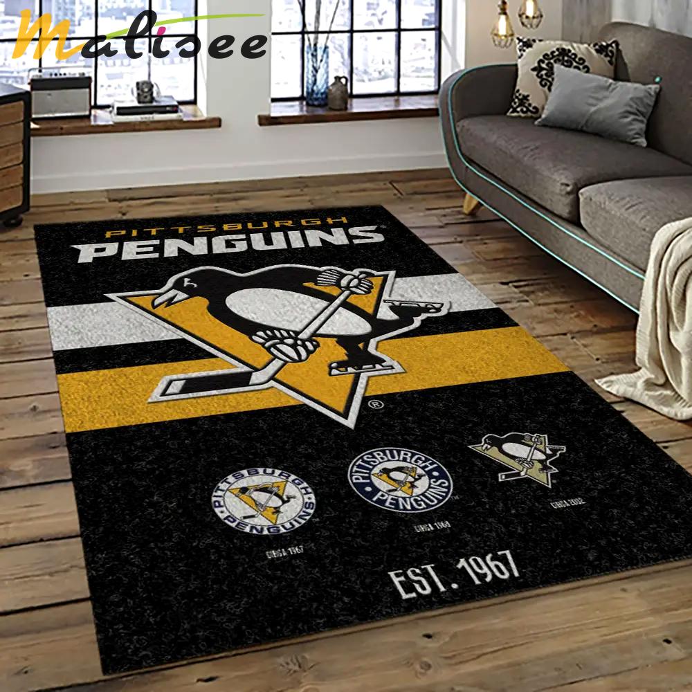 Nhl pittsburgh penguins hockey team logo sport carpet rectangle area rug for living room pp27 Rectangle Rug