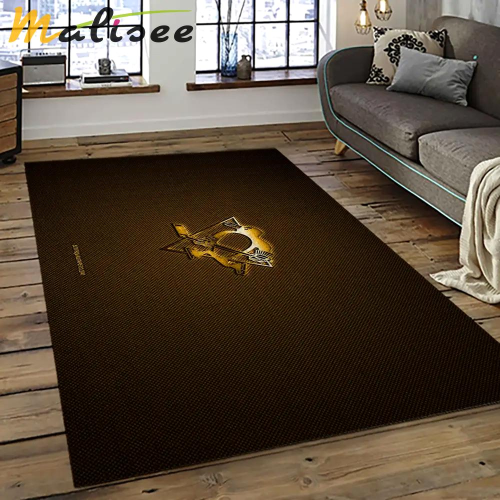 Nhl pittsburgh penguins hockey team logo sport carpet rectangle area rug for living room pp68 Rectangle Rug