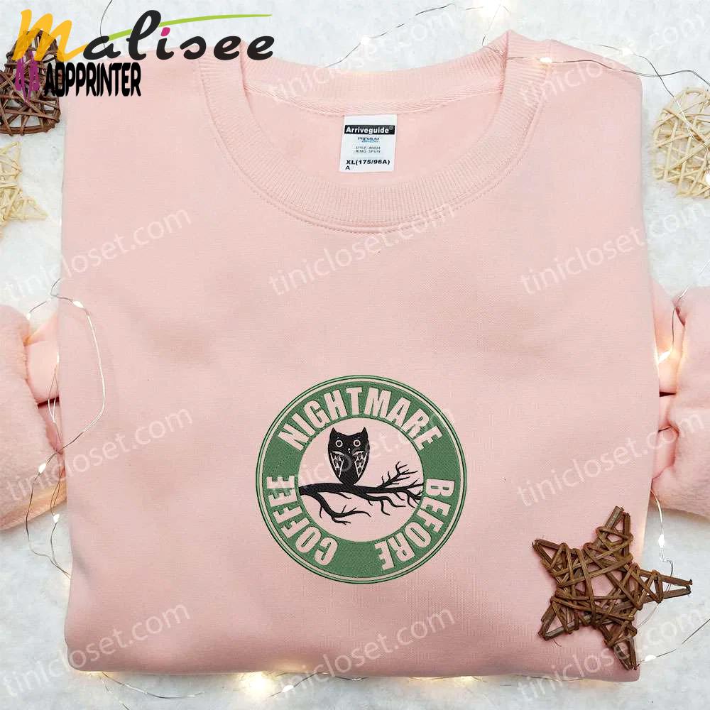 Nightmare before coffee owl hoodie & custom t-shirt: best gift ideas Embroidered Shirt