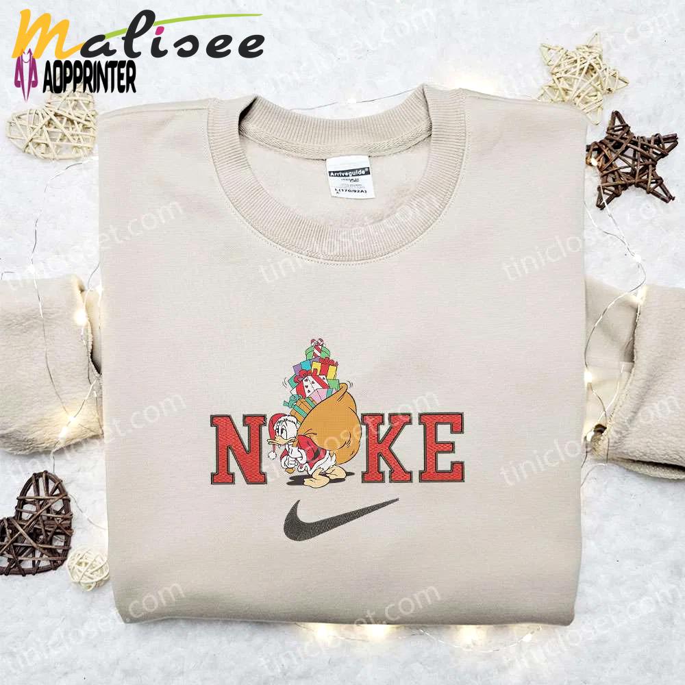 Nike christmas x donald duck sweatshirt: disney movie embroidered shirt best gift ideas Embroidered Shirt
