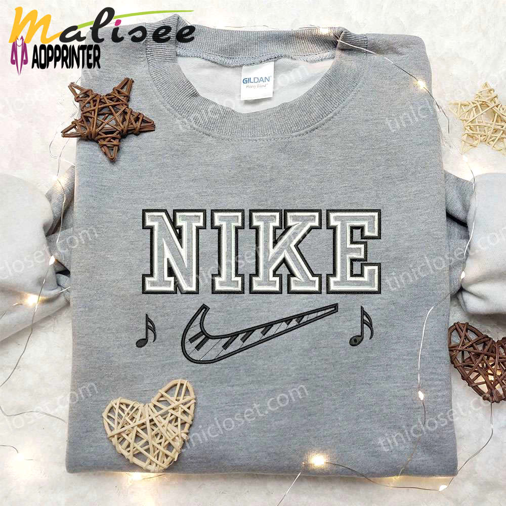 Nike embroidered piano sweatshirt – music inspired shirt Embroidered Shirt