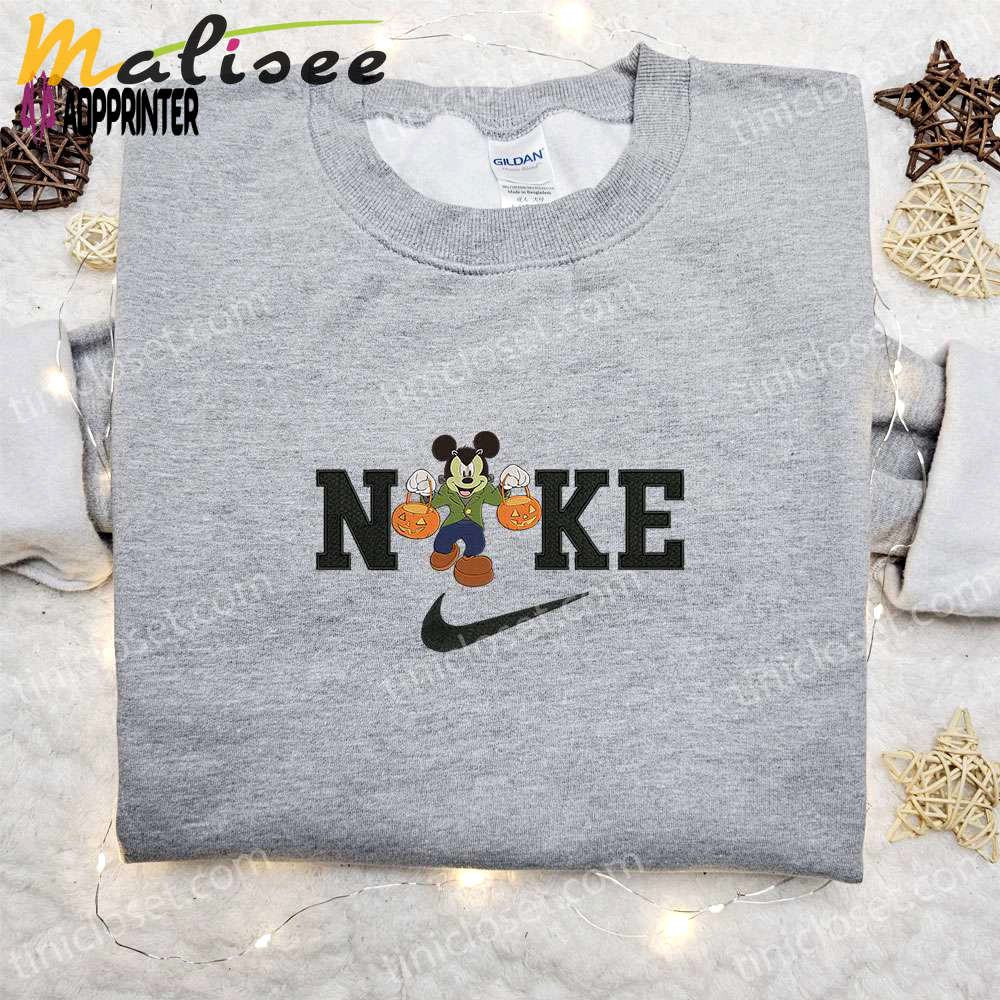 Nike halloween x mickey frankenstein sweatshirt: disney characters embroidered shirt best halloween gift ideas Embroidered Shirt