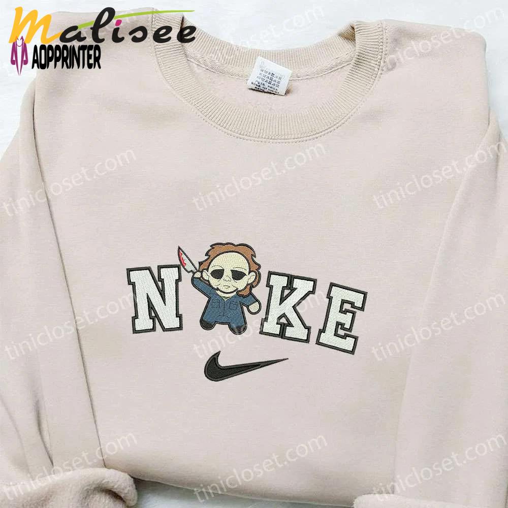 Nike x chibi michael myers embroidered shirt: horror movie inspired attire Embroidered Shirt