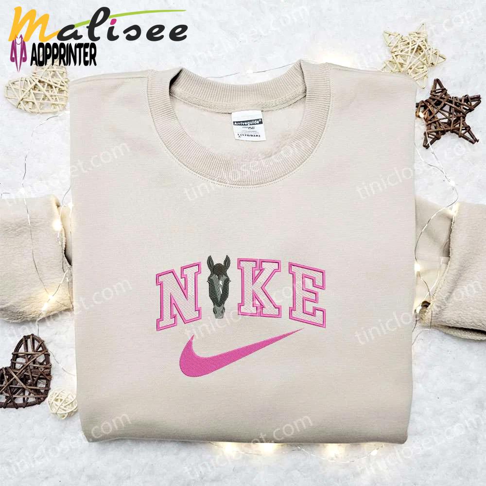 Nike x horse face embroidered sweatshirt: animal shirt nike inspired t-shirt Embroidered Shirt