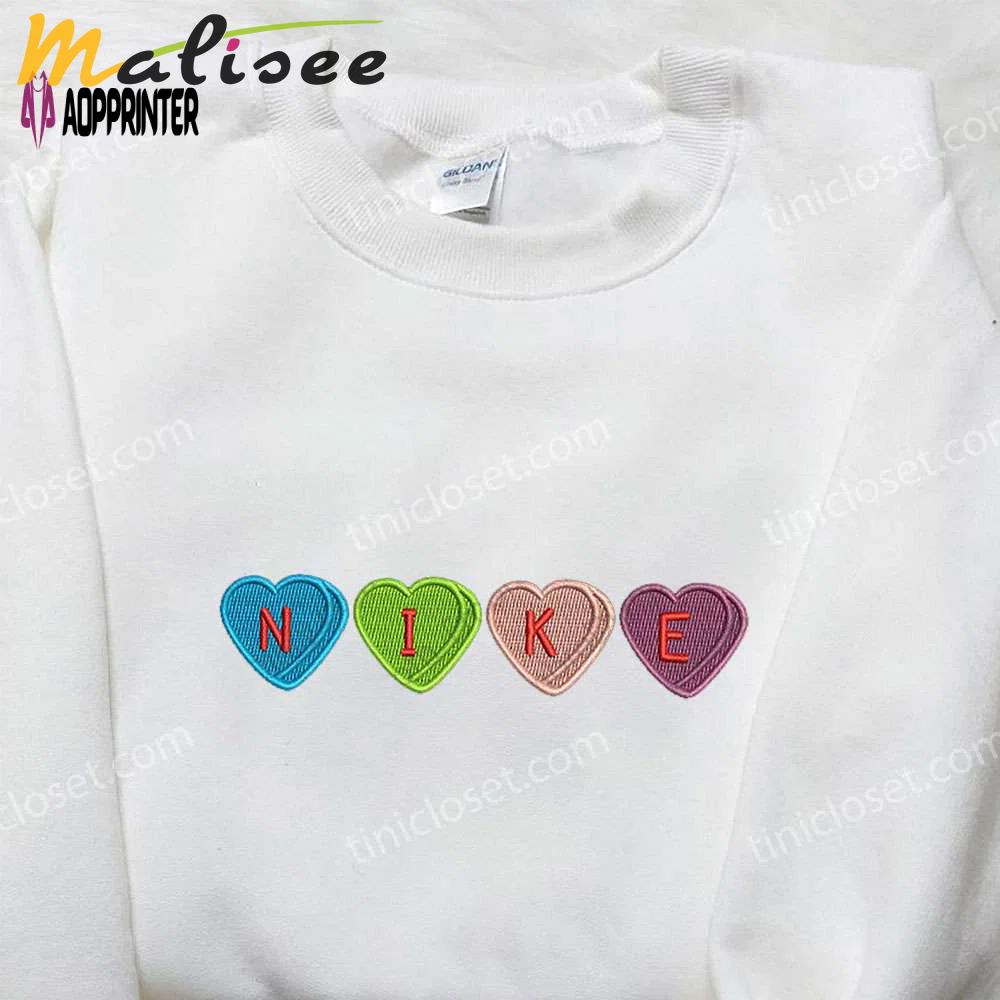 Nike x love candy embroidered shirt: best valentine’s day gift – nike inspired design! Embroidered Shirt