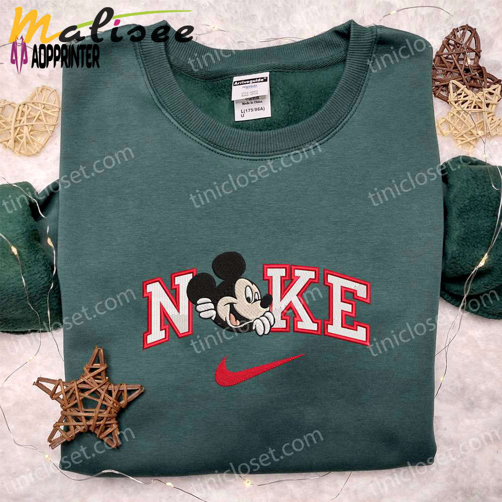 Nike x mickey mouse smile shirt & disney characters hoodie: best gift ideas Embroidered Shirt