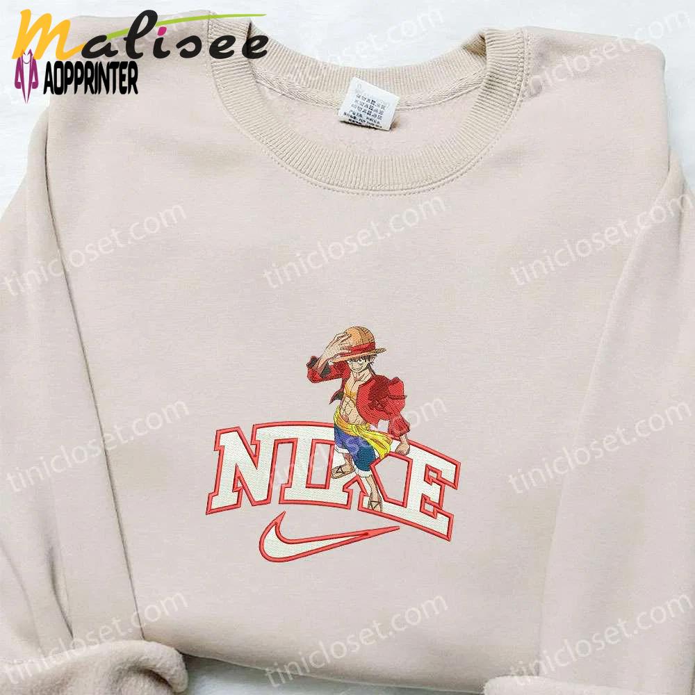 Nike x monkey d luffy anime embroidered sweatshirt & t-shirt – best birthday gift ideas Embroidered Shirt