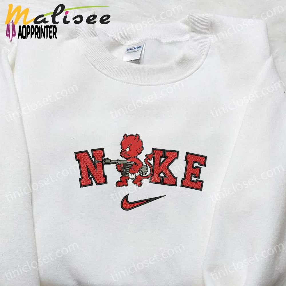 Nike x satan devil embroidered shirt: cool halloween inspired design Embroidered Shirt