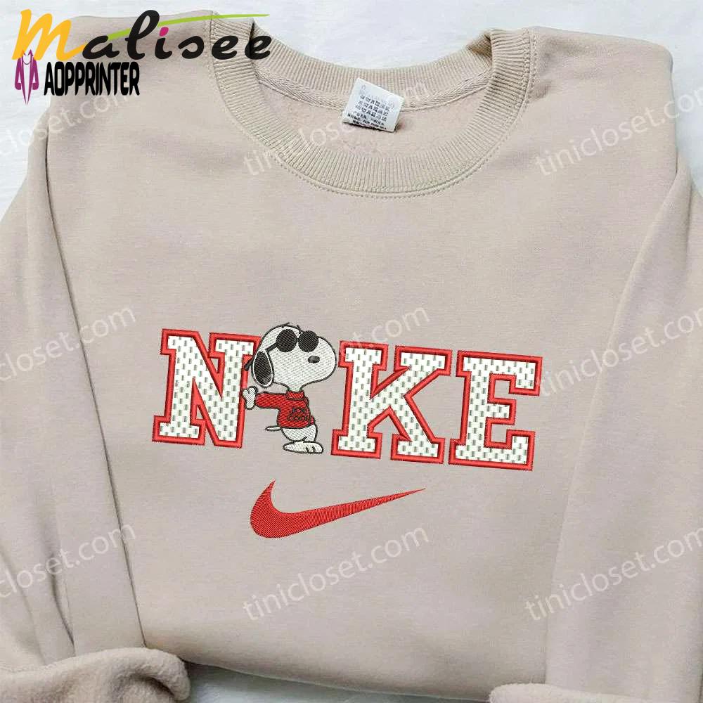 Nike x snoopy embroidered sweatshirt: peanuts cartoon shirt – nike inspired design Embroidered Shirt