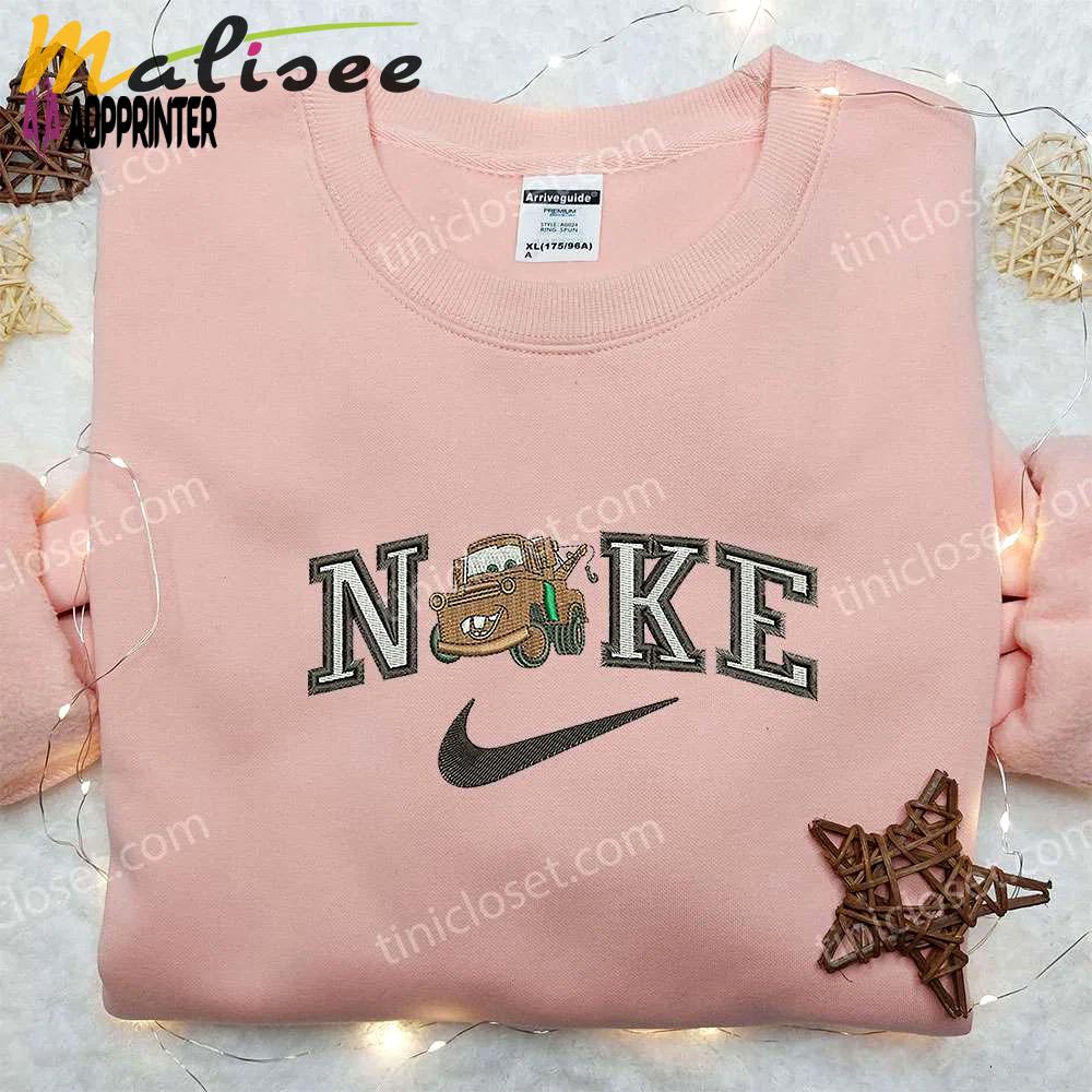 Nike x tow mater car embroidered sweatshirt: pixar cars cartoon hoodie & nike inspired shirt Embroidered Shirt