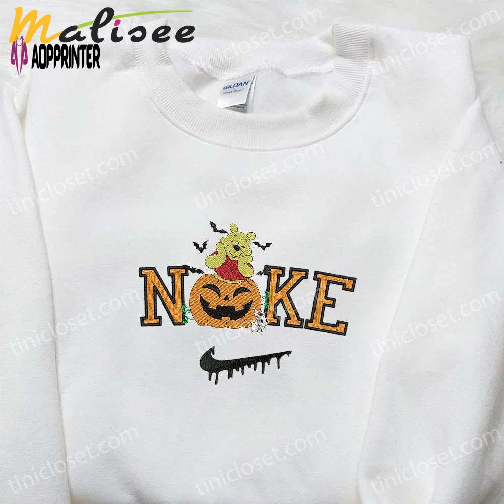 Nike x winnie the pooh halloween pumpkin embroidered shirt: disney inspired halloween design Embroidered Shirt