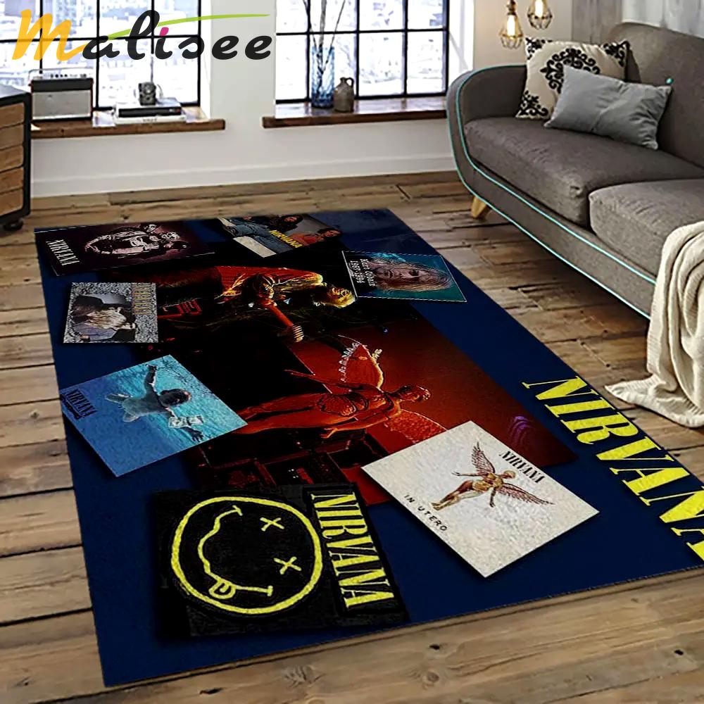 Nirvana rock band punk rock music retangle carpet area rug home decor best gift for fan and friends nv50 Rectangle Rug