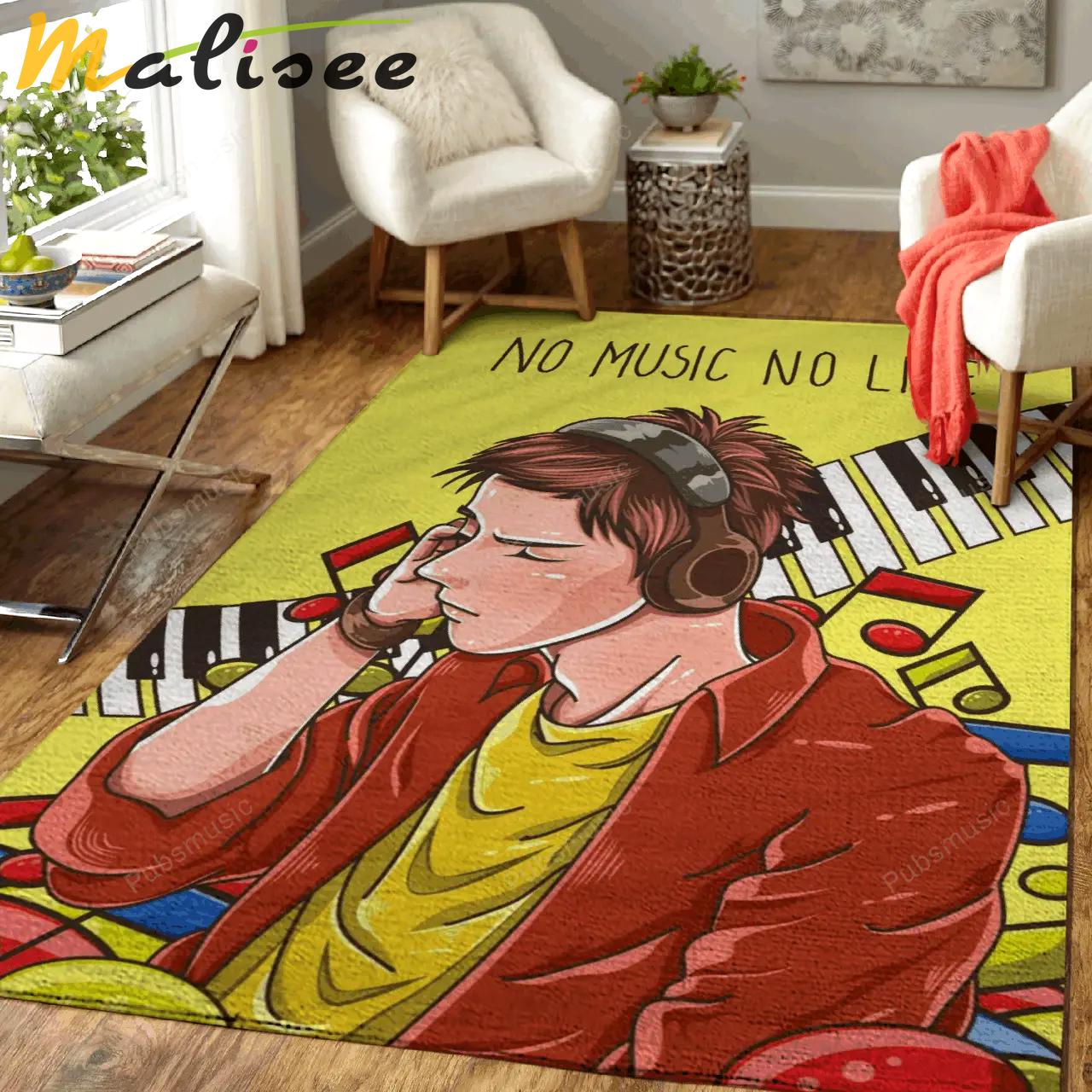 No music no life funny and happy cartoon art for fans area rug living room carpet rug regtangle carpet floor decor home decor Rectangle Rug