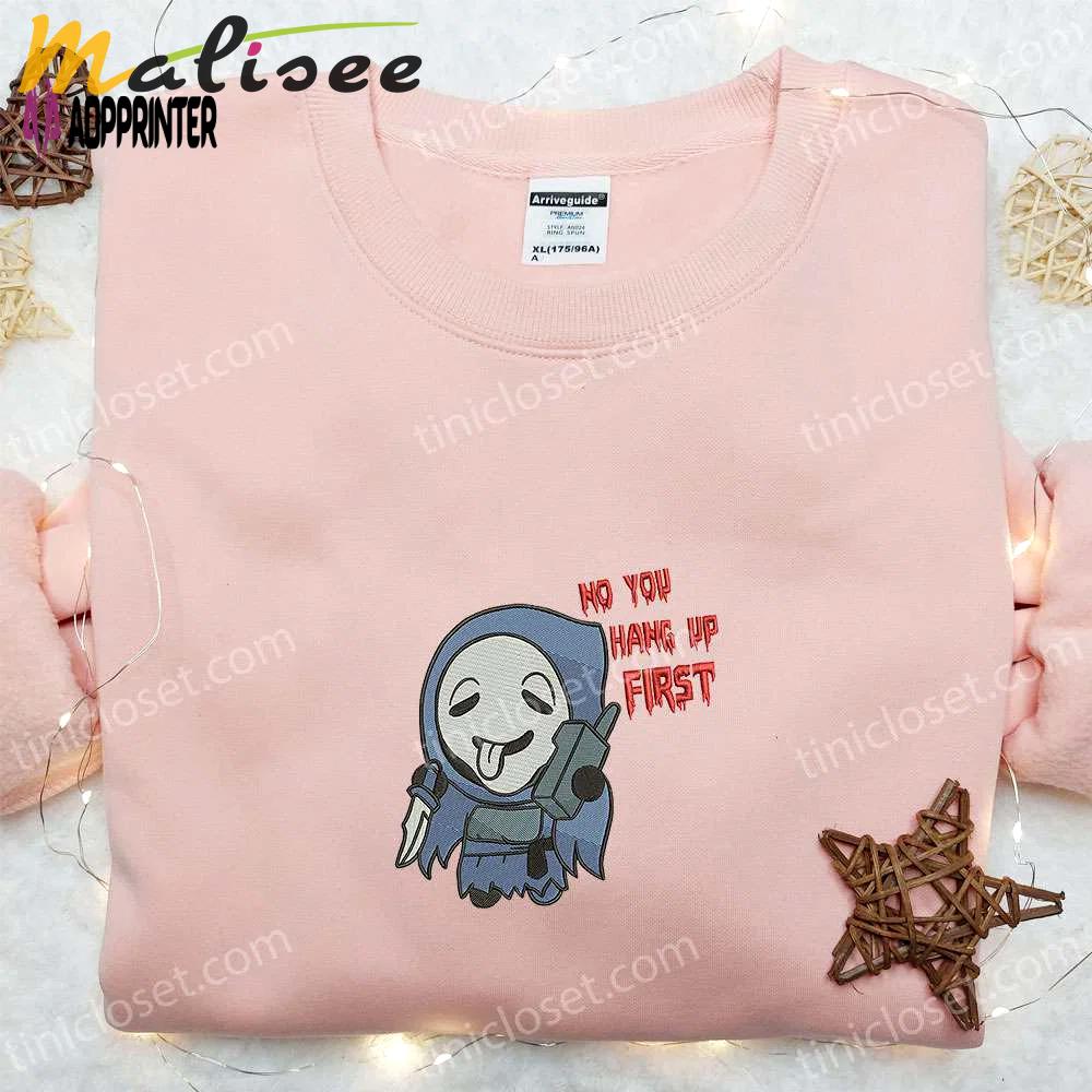 No you hang up first embroidered sweatshirt: funny halloween hoodie best gift idea Embroidered Shirt