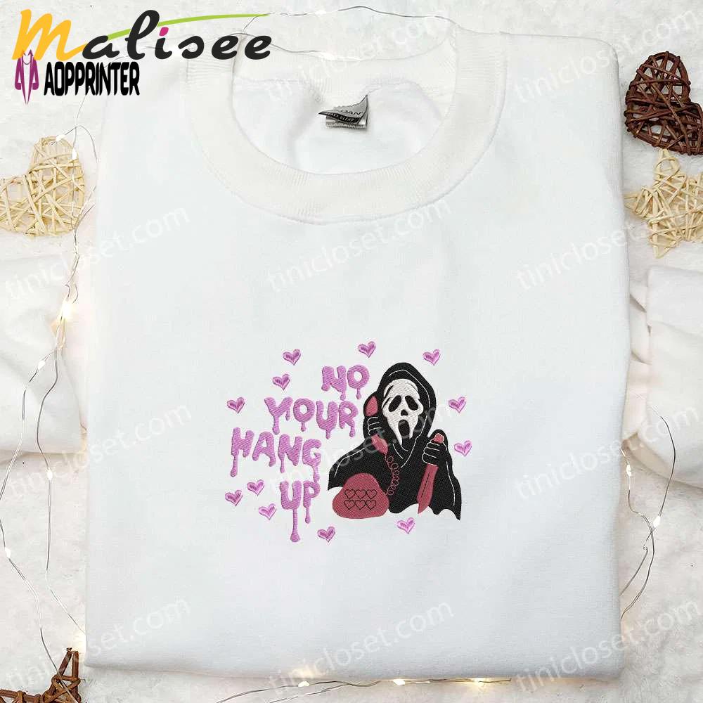 No you hang up ghost embroidered sweatshirt: spooky hoodie best halloween gifts for family Embroidered Shirt
