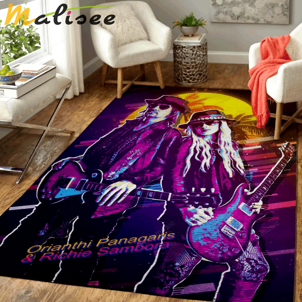 Orianthi panagaris richie artwork music synthwave 80s art for fans area rug living room carpet rug regtangle carpet floor decor home decor Rectangle Rug