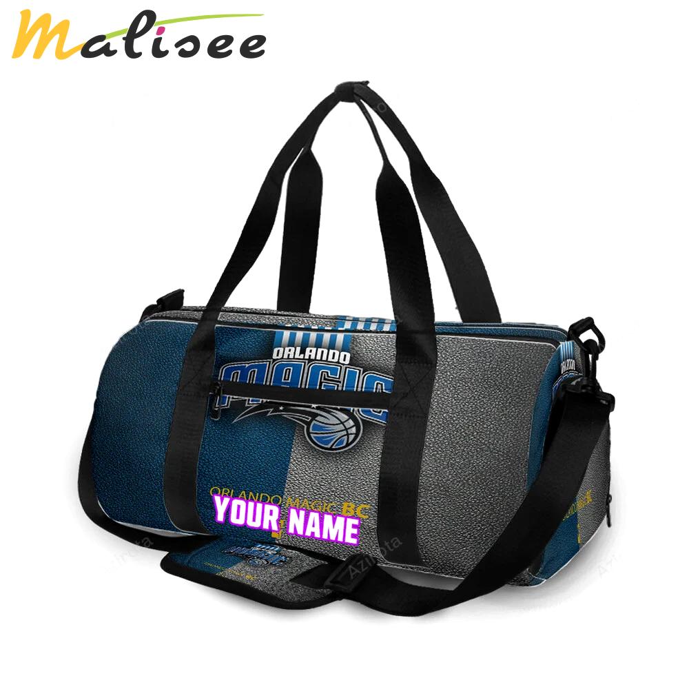 Orlando magic blue gray leather personalized name travel bag gym bag 1063 Travel Bag