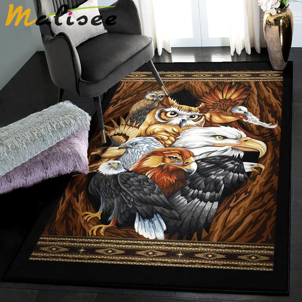 Owl cute area rugs for living room, native american owl and eagle gs 1305tt rug Rectangle Rug