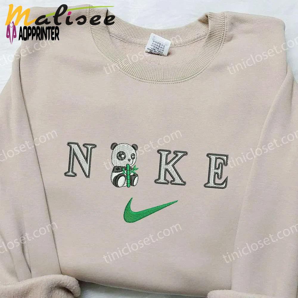 Panda x nike embroidered hoodie & shirt: perfect family gift with nike-inspired style Embroidered Shirt