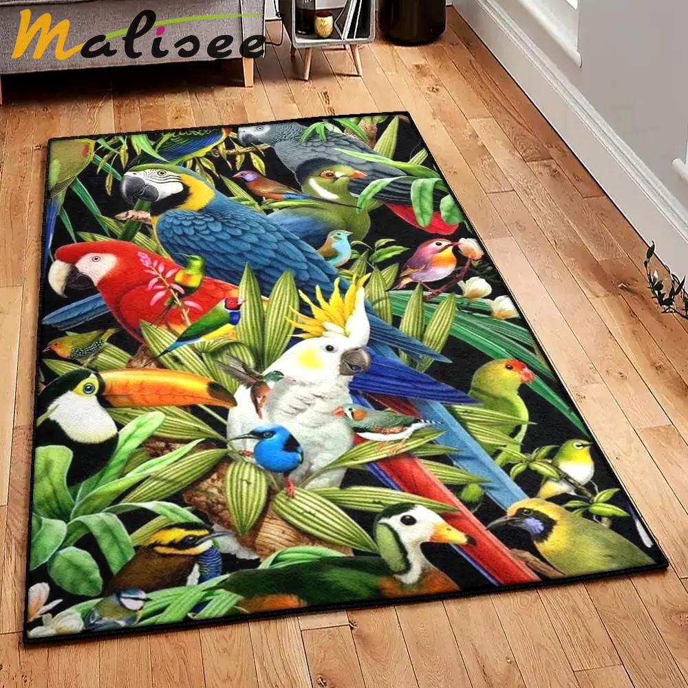 Parrot art living room rugs, parrot tropical rug Rectangle Rug