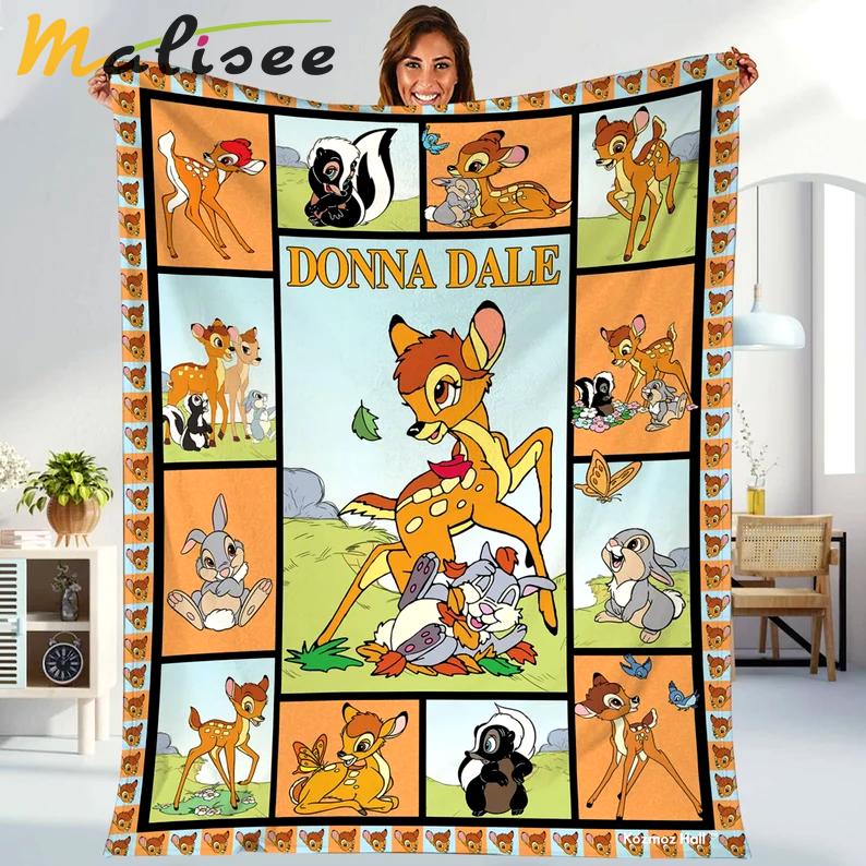 Personalized bambi blanket, bambi blanket quilt, bambi and friends blanket, bambi birthday gifts, couch sofa blanket Quilt Blanket