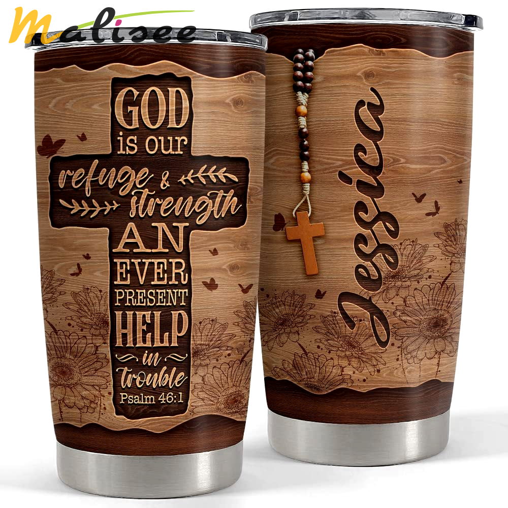 Personalized bible tumbler god cross wood style for women girl Personalized Tumbler