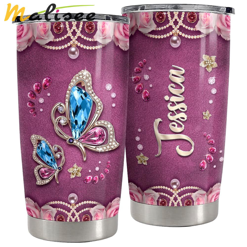 Personalized butterfly tumbler coffee jewelry style Personalized Tumbler