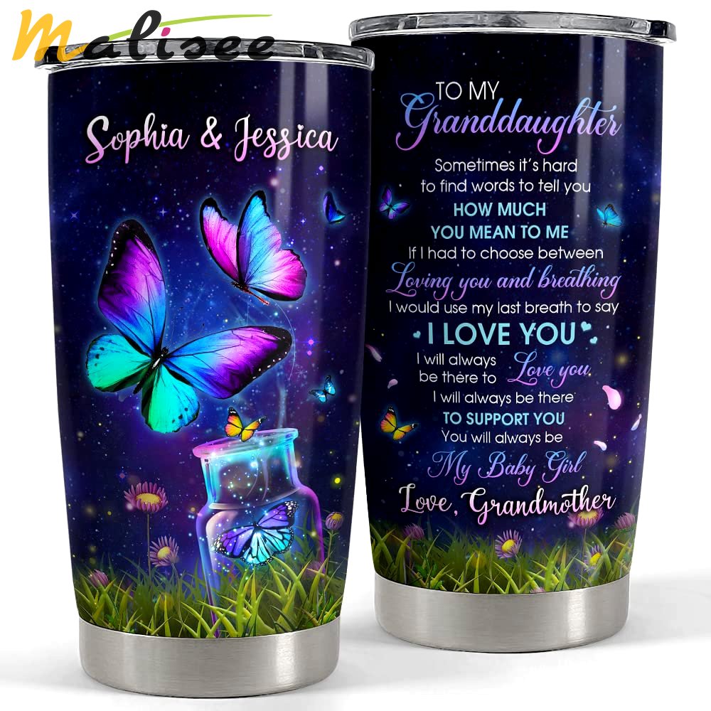 Personalized butterfly tumbler to granddaughter for nana grandma style Personalized Tumbler