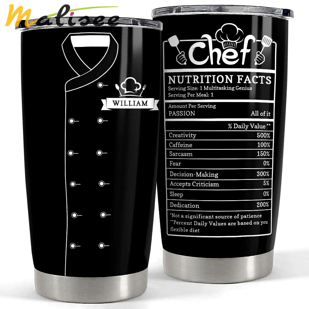 Personalized chef uniform tumbler chef nutrition facts Personalized Tumbler