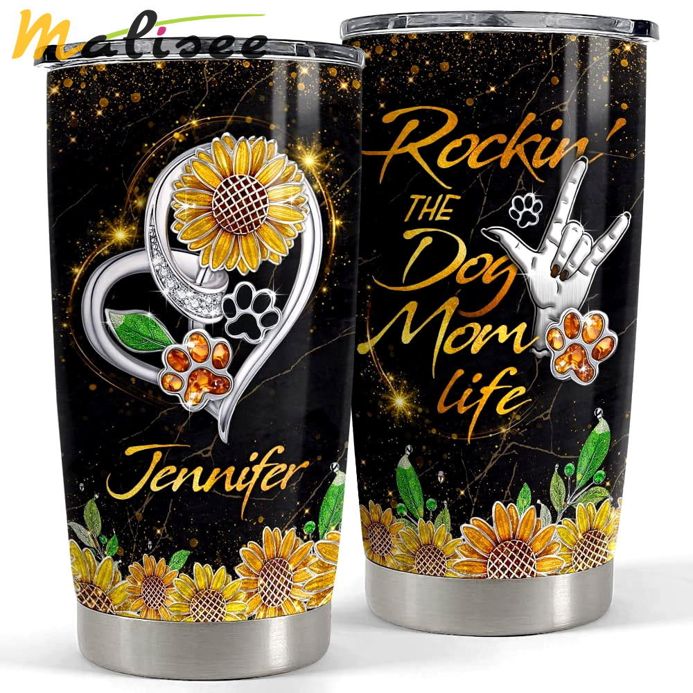 Personalized dog mom life tumbler jewelry style sunflower lover animal Personalized Tumbler