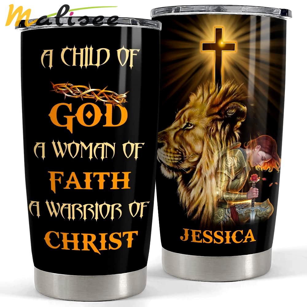 Personalized faith tumbler warrior lion god for women for girl Personalized Tumbler