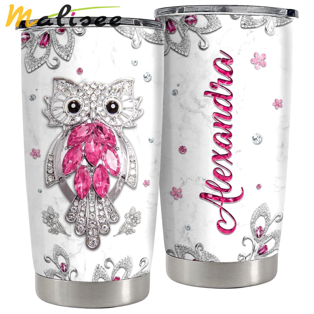 Personalized owl tumbler jewelry drawing style gift for women Personalized Tumbler