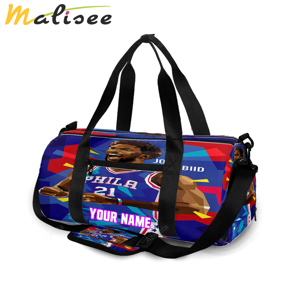 Philadelphia 76ers joel embiid art personalized name travel bag gym bag 2238 Travel Bag