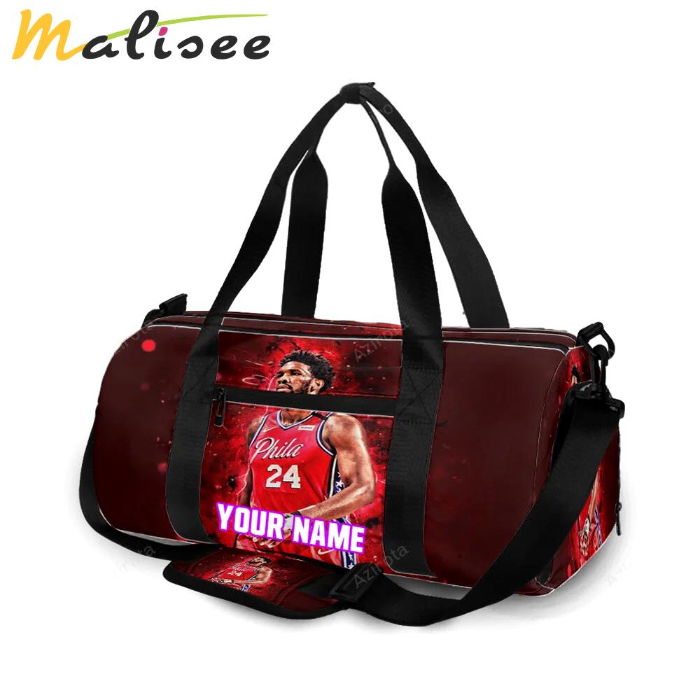 Philadelphia 76ers joel embiid red personalized name travel bag gym bag 2189 Travel Bag