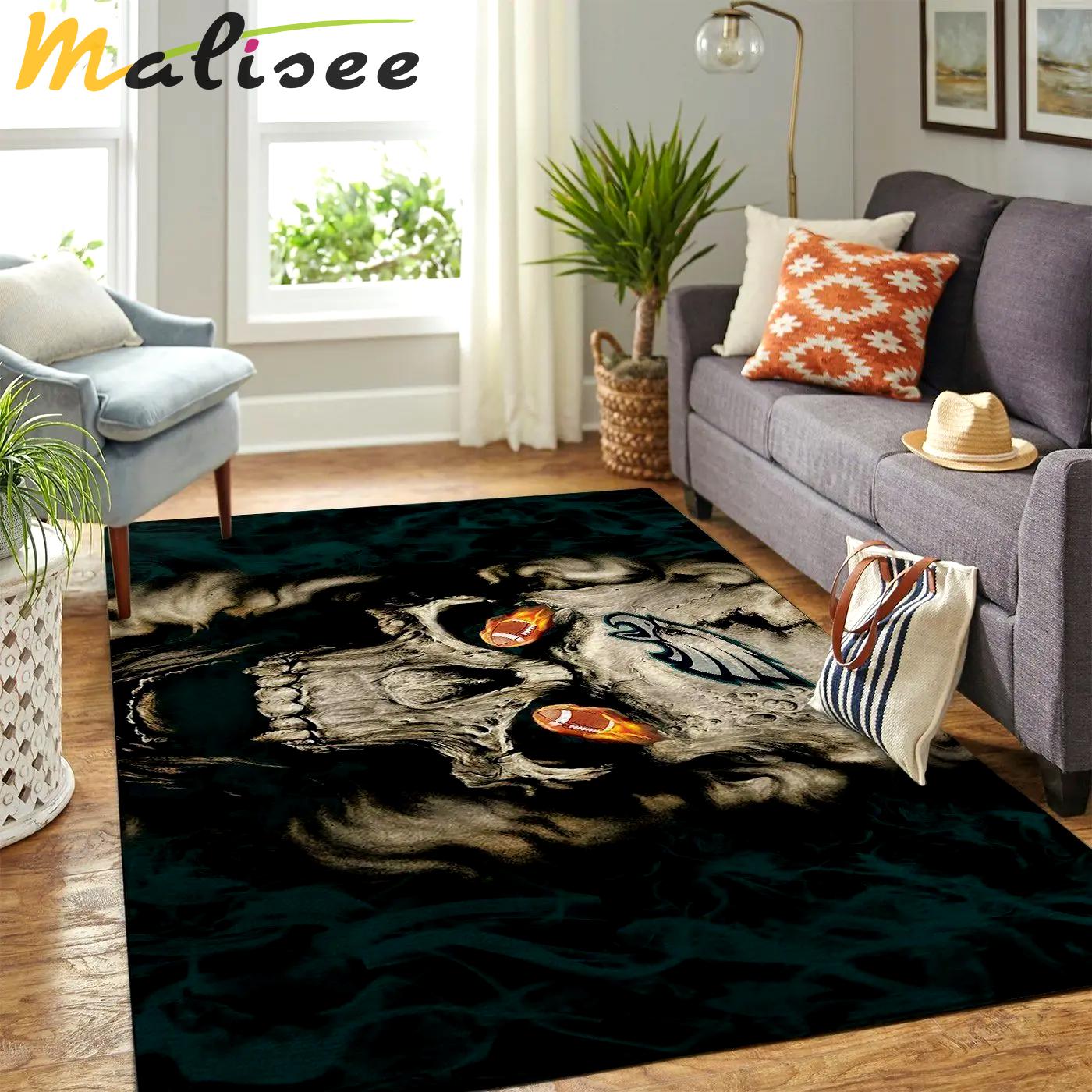 Philadelphia eagles nfl area rugs team logo skull style living room sports rug Rectangle Rug