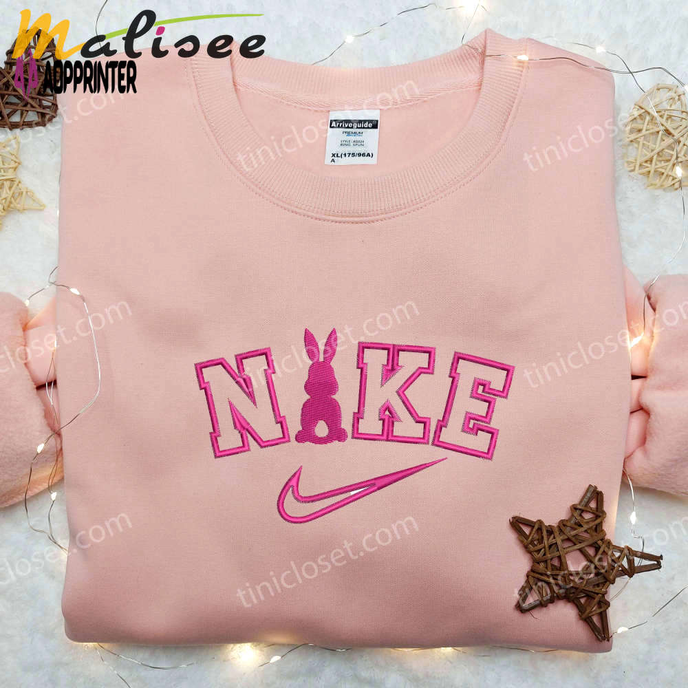 Pink bunny x nike embroidered shirt – unique animal design by nike Embroidered Shirt