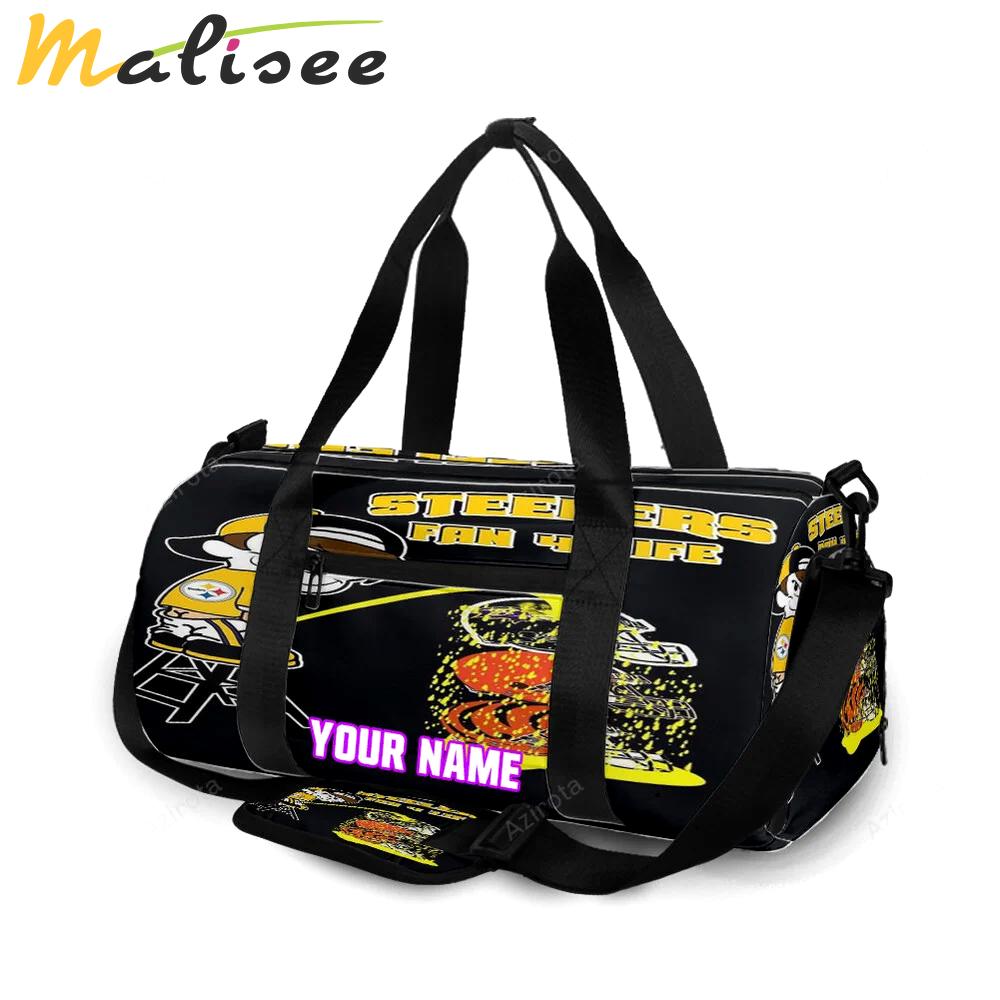 Pittsburgh steelers boy pee funny fan 4 life personalized name travel bag gym bag 1099 Travel Bag
