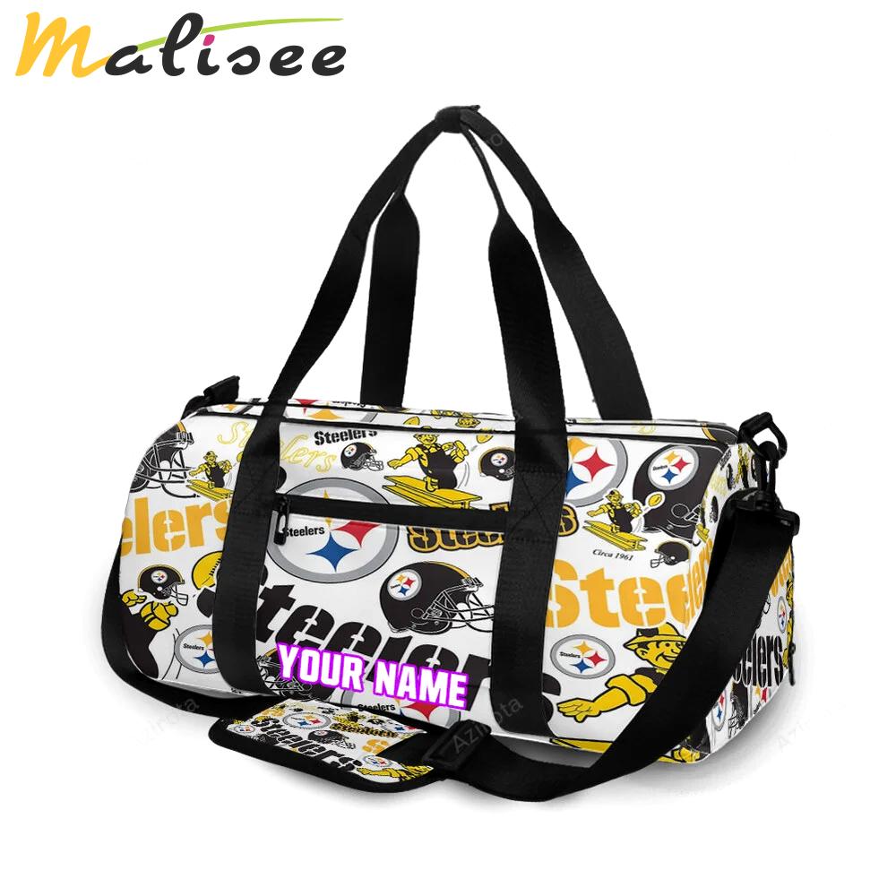 Pittsburgh steelers man emblem seamless personalized name travel bag gym bag 858 Travel Bag