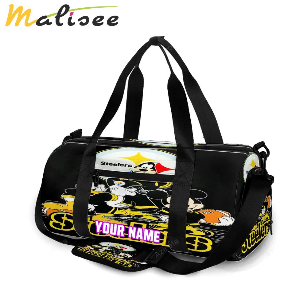 Pittsburgh steelers mickey donald and pluto disney2 personalized name travel bag gym bag 1304 Travel Bag