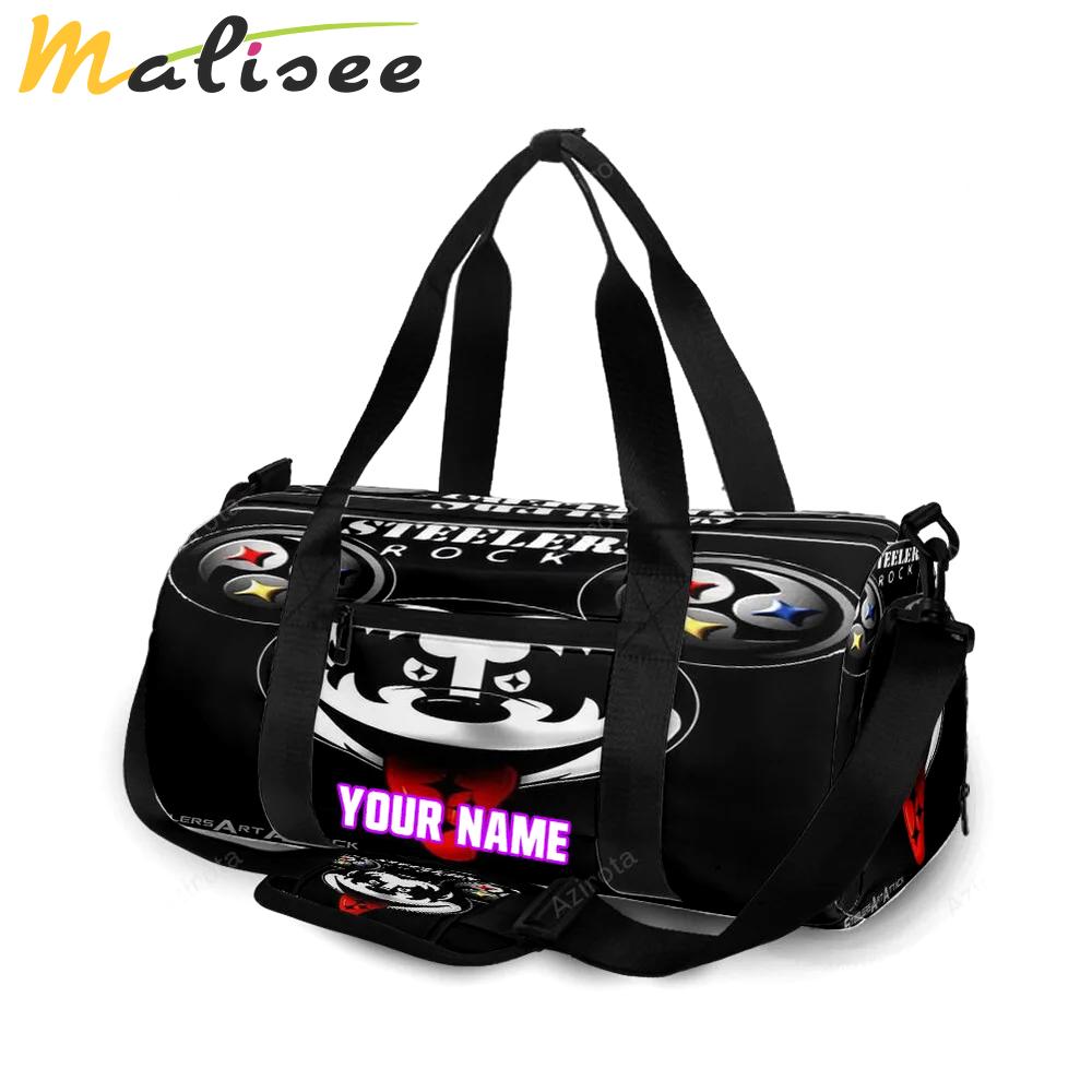 Pittsburgh steelers rock mickey personalized name travel bag gym bag 973 Travel Bag