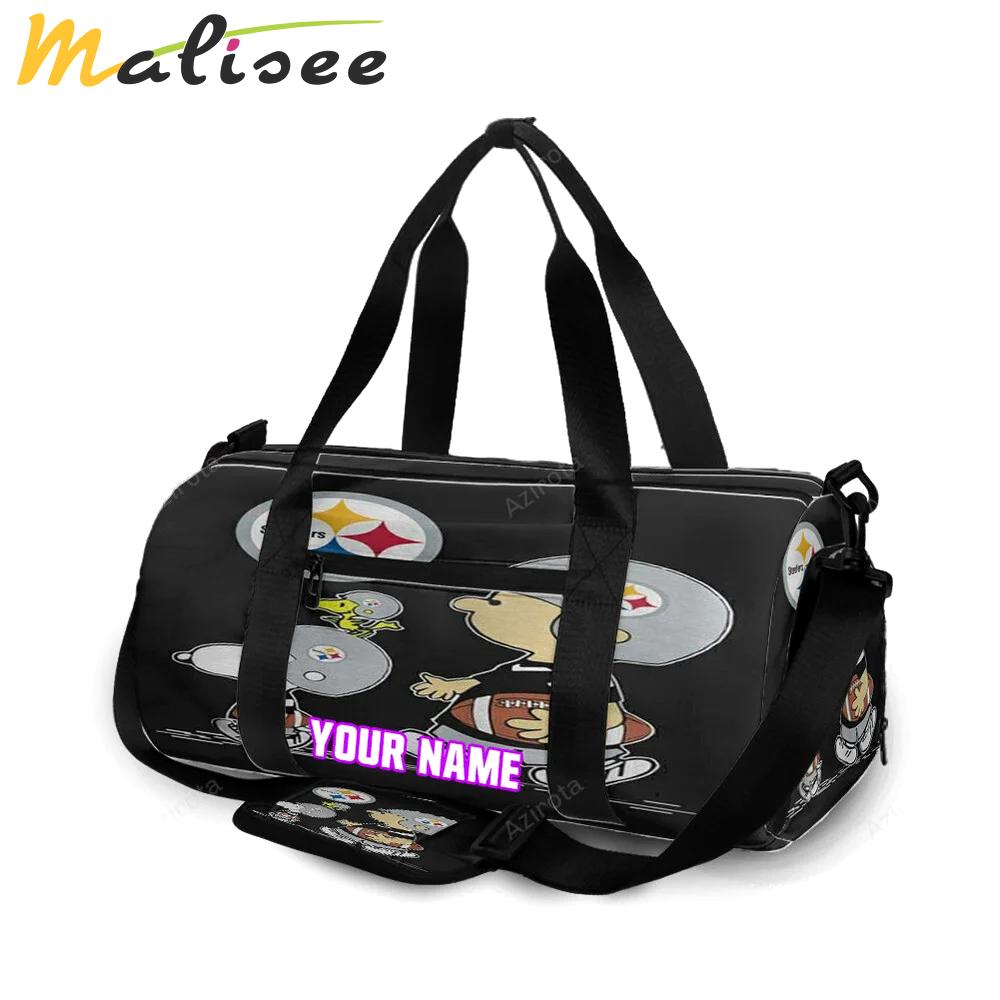Pittsburgh steelers snoopy and charlie brown woodstock walking personalized name travel bag gym bag 431 Travel Bag