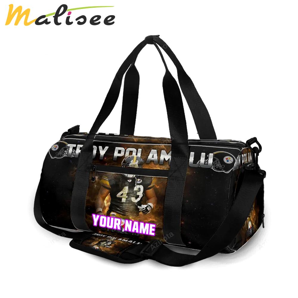Pittsburgh steelers troy polamalu no43 personalized name travel bag gym bag 2141 Travel Bag