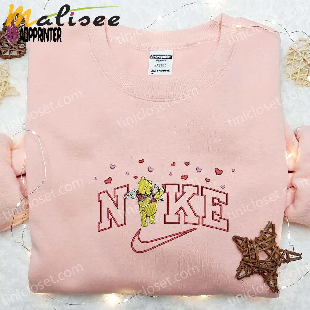 Pooh cupid love x nike embroidered sweatshirt winnie the pooh disney shirt: the best gift! Embroidered Shirt