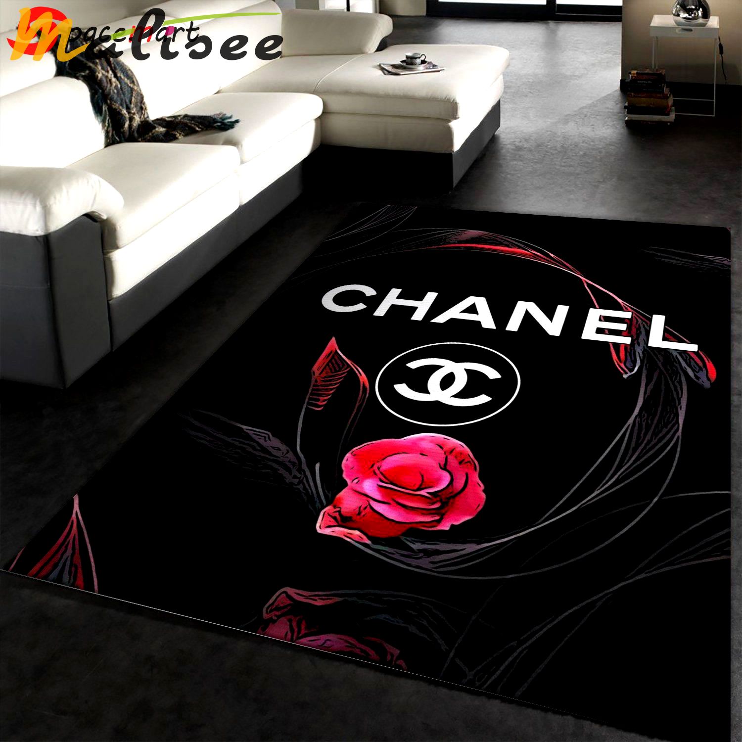 Rugs in living room and bedroom - Chanel logo area rug - rugs Rectangle Rug