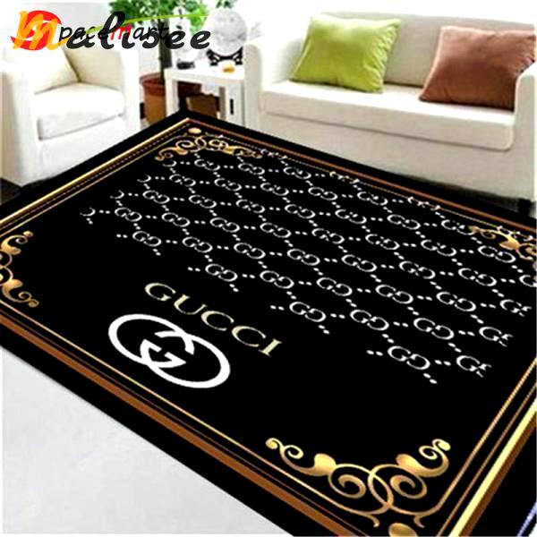 Rugs in living room and bedroom - Gucci logo inspired rug carpet dark living room carpet area rug - rugs Rectangle Rug