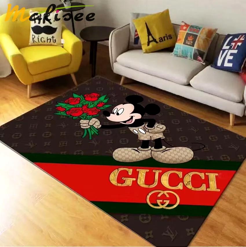 Rugs in living room and bedroom - Louis vuitton gucci mickey luxury fashion luxury brand premium rug carpet for living room home decoration Rectangle Rug