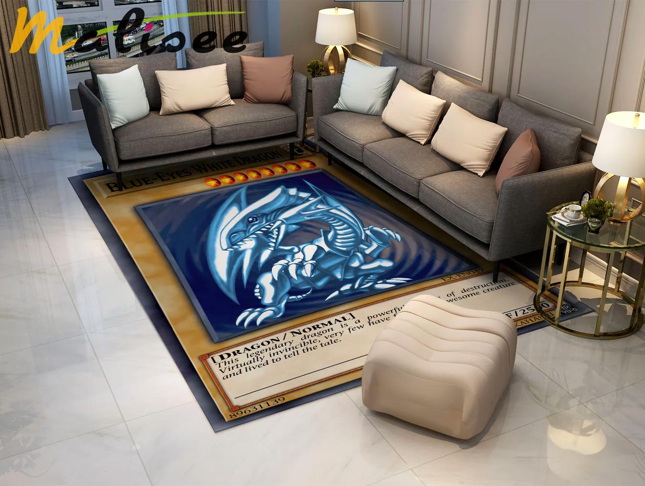 Rugs in living room and bedroom white dragon blue eyes white manga rug Rectangle Rug
