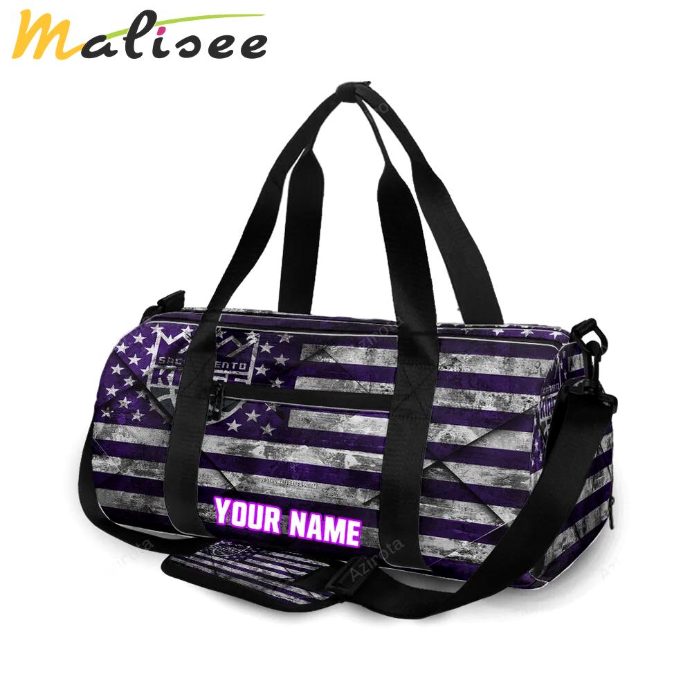 Sacramento kings emblem texture flag personalized name travel bag gym bag 2338 Travel Bag