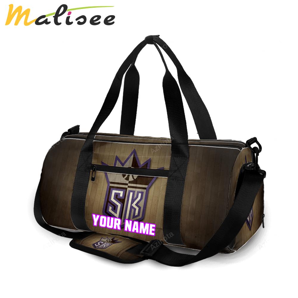 Sacramento kings new emblem wood personalized name travel bag gym bag 2393 Travel Bag