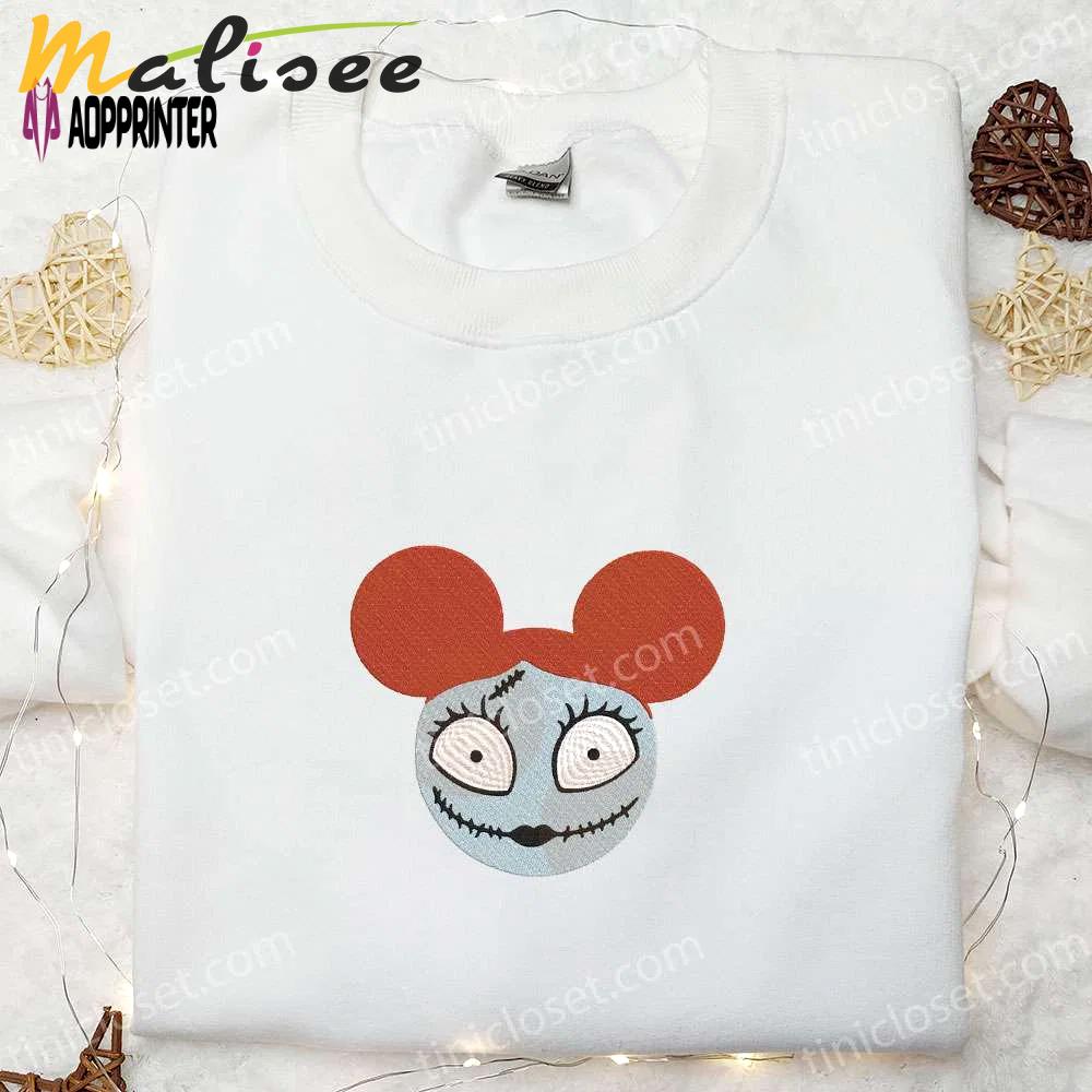 Sally x mickey nightmare before christmas embroidered shirt – best disney halloween gift for family Embroidered Shirt